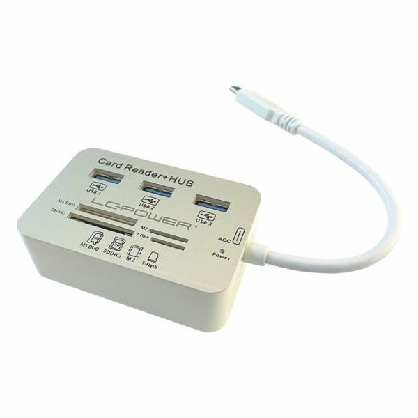 LC POWER USB Tip-C Hub, 3xUSB 3.0 + Multicard reader (LC-HUB-C-CR) 3