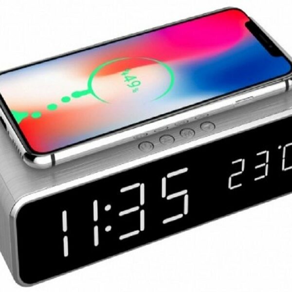 GEMBIRD DAC-WPC-01-S Digitalni sat + alarm sa bežičnim punjenjem telefona, Silver 39196