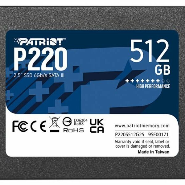 PATRIOT SSD 2.5 SATA3 512GB Patriot P220 550MBs/500MBs P220S512G25
