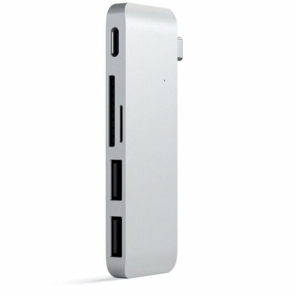 SATECHI Aluminium Type-C Passthrough USB Hub (3x USB 3.0,MicroSD) – Silver
