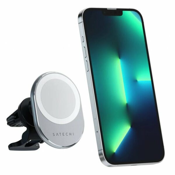 SATECHI Magnetic Wireless Car Charger – Silver