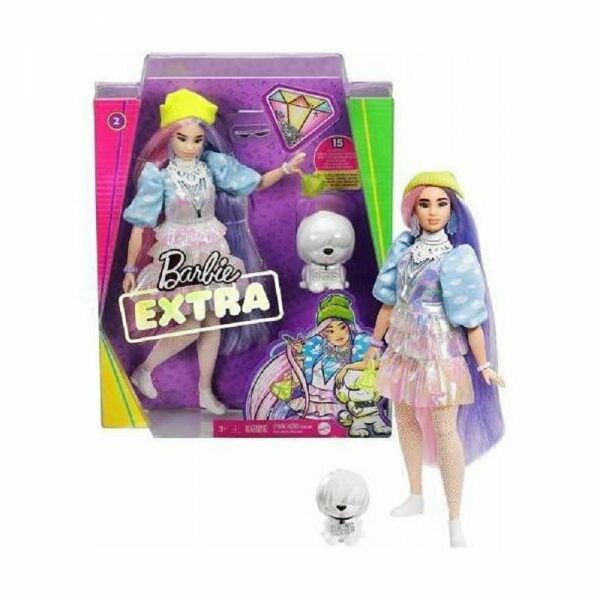 BARBIE Lutka Extra Shimmery Look + Pet Puppy GVR05