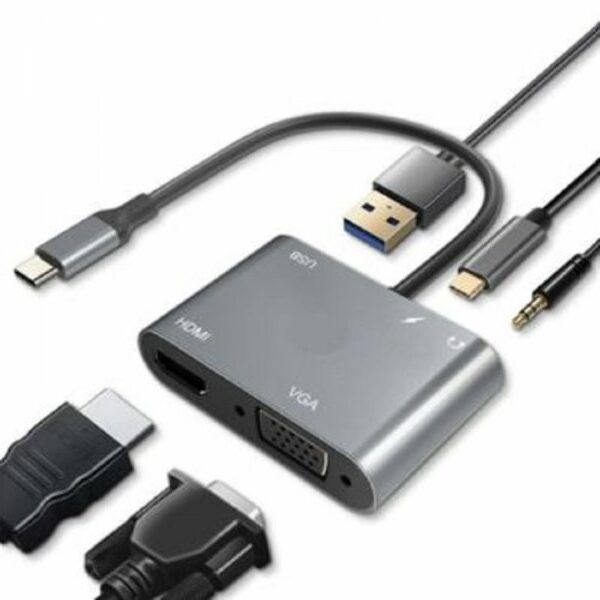 LINKOM Adapter-konvertor TIP C na HDMI+VGA+1xUSB 3.0+TIP C+AUDIO (783)
