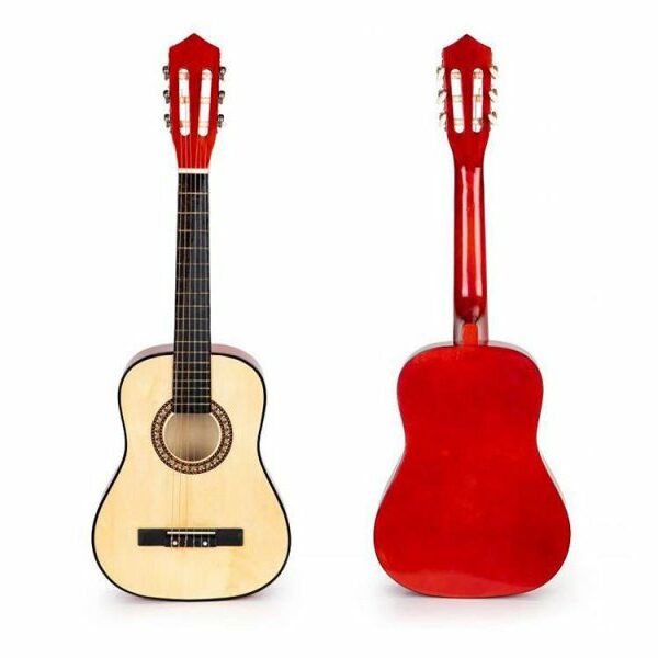 ECO TOYS Velika drvena gitara za decu crvena