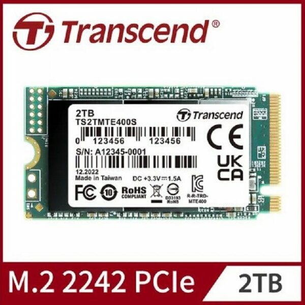 TRANSCEND 2TB, M.2 2242 PCIe Gen3x4 NVMe SSD (TS2TMTE400S)